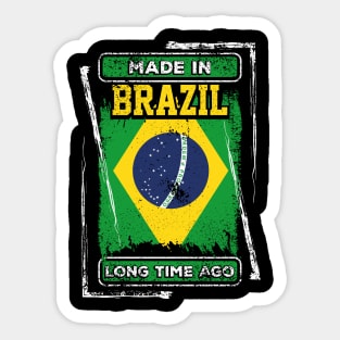 Brazil Flag Born Distressed Novelty Gift Sticker